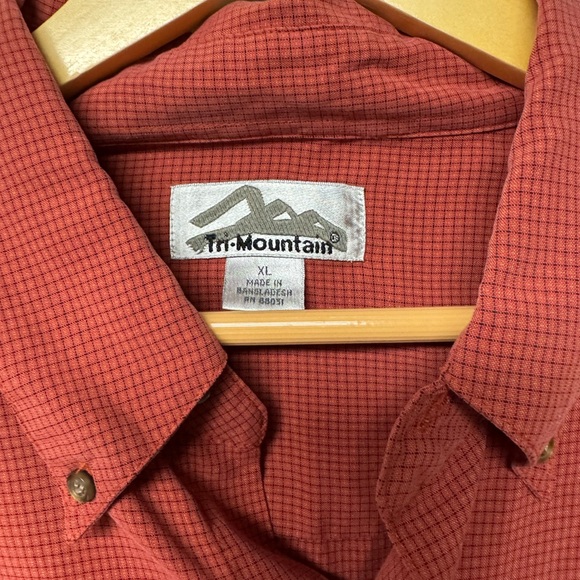 Tri-Mountain Button Down Shirt – Men’s XL – Rust Orange Micro Check - Picture 3 of 5